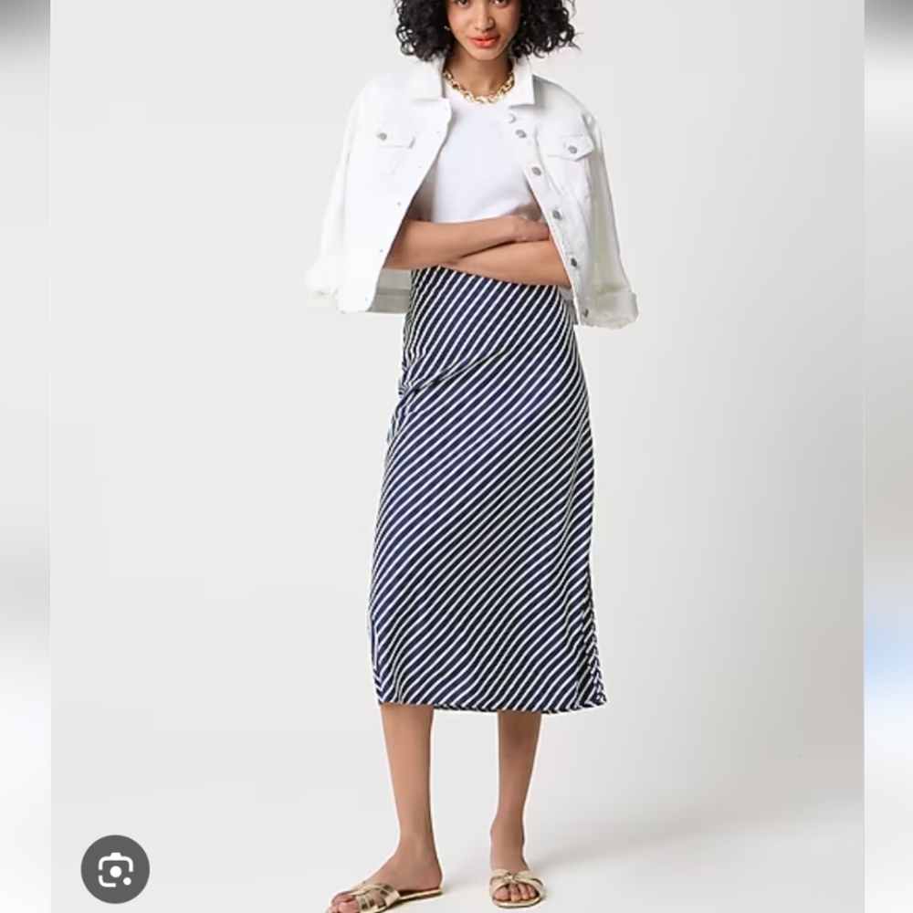 J Crew Factory Striped maxi slip skirt CH381 Size L NWT